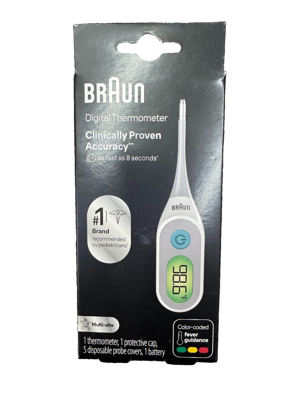 (RA) Braun Digital Thermometer PRT2100USV1 8 Second Fever Guidance NEW